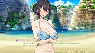 Hentai Game - Summer Clover - the Dedicated Office Lady Gets Lewd on the Beach - Handjob and Deepthroat