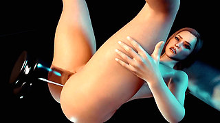 Busty Girl Has Anal Glass Dildo - 3D Porn