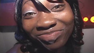Shy Black Chick Messy Penis Sucker Gloryhole Whore Mouth Sperm Drops!