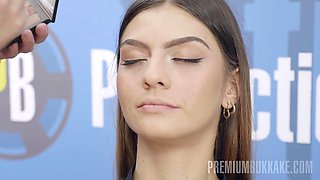 Sensual long hair enjoys office bukkake with passionate cumshot