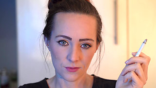 Sensual Close up Smoking with Petite Girl