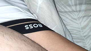 Horny Step Mom hand slip under step son underwear making him a handjob to his big dick