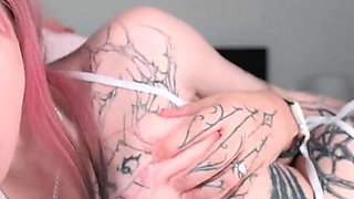 Cute Girl in Cow Lingerie Gives Deepthroat Blowjob with Ahegao Face and Swallows Every Drop