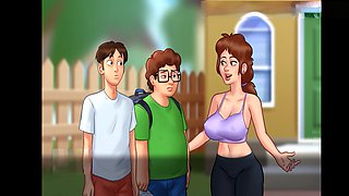 American and Canadian stepmom's wild time with a German dirty mom in summertime saga