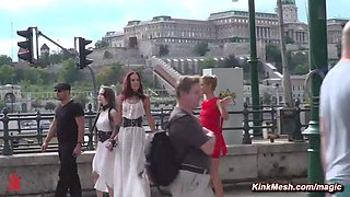 Slaves soaked with water in public