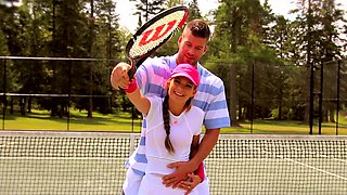 Brunette Kathy Rose gives epic BJs in public with Jack