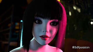 Extreme Deepthroat in Hentai Nexus 3: Busty Brunette Neon Dreams