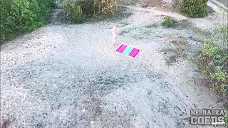 Blonde Beach Orgasm at Sunset
