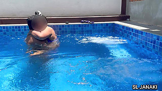 Desi Couple Risky Andawater Pool Sex - Underwater Milk Press Boobs, Doggy Fuck & Cum in Mouth
