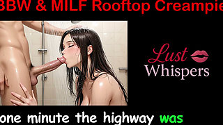 BBW & MILF Rooftop Creampies - English Sex Story
