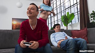 Crazy Student Cock In The Common Room: Redhead Lilly Mays Seducing Roommate