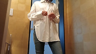 Takes off Her Underwear and Puts on Skinny Jeans and Shirt