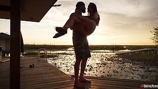 Spicy MILF exciting outdoor clip