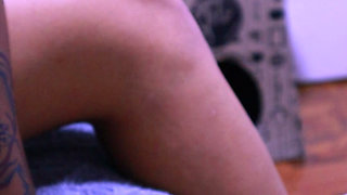Tender blowjob of a sesy schoolgirl tattooed with split tongue