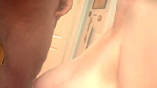 Masked pregnant wife with huge tits gives head and gets blasted with cum in her mouth