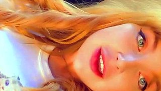 Blonde tight pussy babe solo toy fun in glamour masturbation