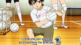 Tiny guy overwhelmed by tall athletic anime giantess babes