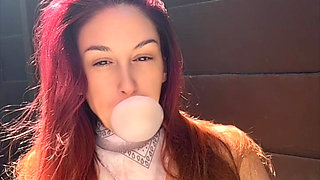Artemisia Love Blowing Bubbles Outdoor and Smoking a Cigarette