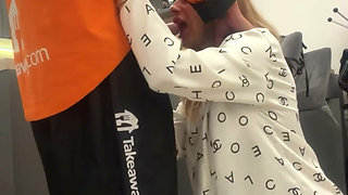 18 Year Old Italian Webcam Star Blonde Pays the Delivery Guy with Sex and a Cumshot in Her Mouth