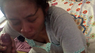 Indonesian Maid Sucks Her Boss's White Cock