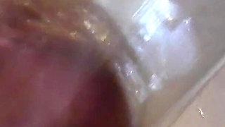 Very Close Spread Pussy Fucking with Dildo and Glass