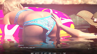 Hiro massaging Japanese Bikini Stepmom Big Ass In Beach With Stepsisters