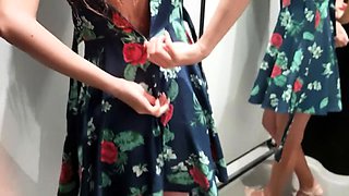 Fitting Room Cam: Brunette Babe Undresses