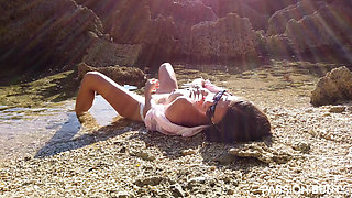 Cute Wife Fingering on Sea Beach