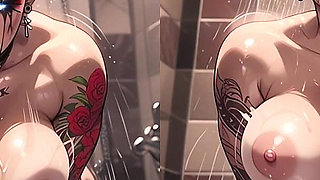 Girl Fucking Standing in Shower