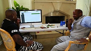 Interracial blowjob for brunette sucking big black cock