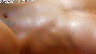 Sexy Latina teen Justine fucked outdoor by pool boy on the beach
