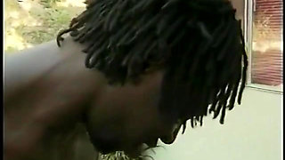 Horny black stud with dreadlocks bangs sexy babe hard after getting a bj