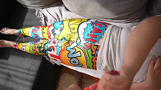 Caught My Stepsister Masturbating and Fucked Her, Tearing Her Leggings on Her Big Ass