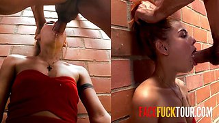 Small-Tits 18YO Petite Latina Hooter Gags Hard on Thick BWC While Pinned Again