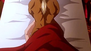 Titan dominates bride in bed after erotic anime feast
