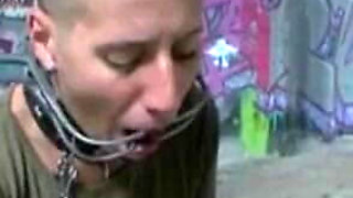 Humiliating pussy distress, mouth tightening in bondage