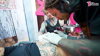 Tattooed Pair Big Dick Foursome Merry Gets Inked