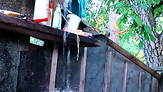 Big Tits Outdoor Shower Blowjob POV Closeup