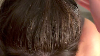Cute Brunette MILF sucks dick