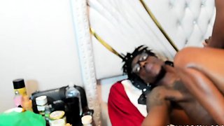 Hot ebony teen suck cock and takes hard BBC pounding live at
