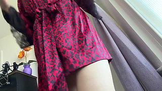 Frisky in Satin Robe