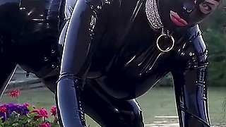 Rubber Doll Cock Teasing Rubber Bound Sub Outdoors