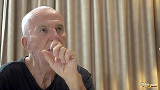 Big-Cock Old Man Cums on Young Neighbors