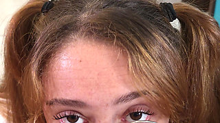 College Girl Taking a Huge Cumshot on Her Face - Amateur POV Blowjob