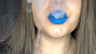 Vaping Close-up with Blue Lipstick