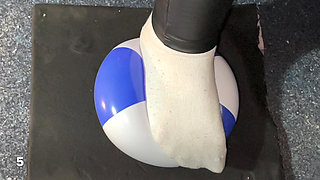 Bigbootylucy Stomps 7 Blue Mini Beachballs in White Socks!