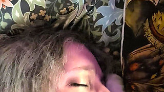 Elara Playing with Her Feather Vibrator Leads to a Nylon Tease and Blow Job with Cum in Mouth