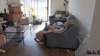 Gorgeous latina brunette sits on her boss' huge cock in exciting home modes