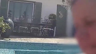 Sex in the Pool in Greece, with a Rambone Dildo and a Big Underwater Cumshot