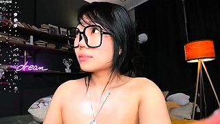 Asian Girl Removes Pink Panties And Toys With Dildo